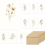 LOVELOCKBEAR Floral Greeting Cards with Envelopes, Hand-Painted Design, 10 Pack, Blank Inside