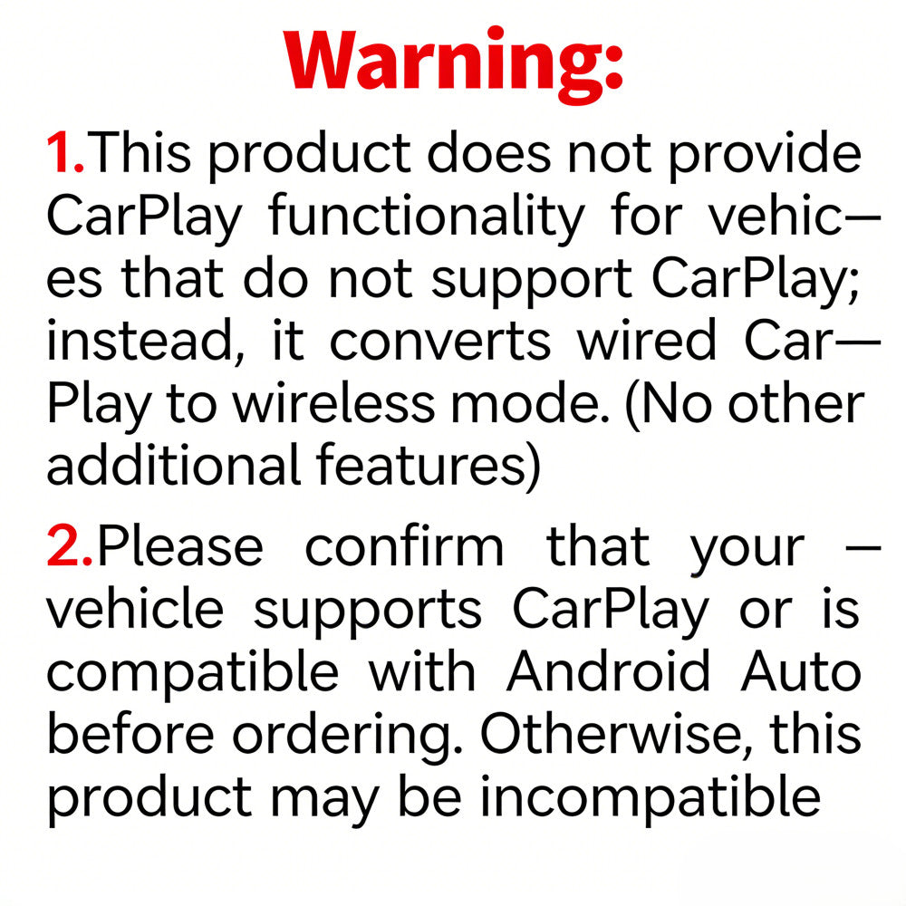 2-in-1迷你无线 CarPlay 适配器 适用于苹果 iPhone iOS 10+ 和 2016+ 汽车-