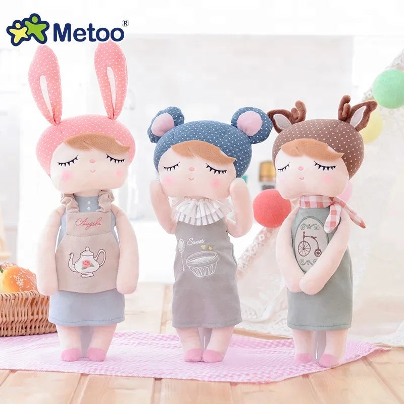 Metoo Original Vintage Angela Plush Doll Toy Rabbit Recheado Animal Personalized Vintage Cloth Baby Girl Doll Gifts for Babies